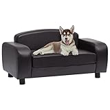 Kuscheliger, Flauschiger Hundeplatz, Katzenbett waschbar Flauschiges Hundebett Hundesofa Braun 80x50x40 cm Kunstleder Hunde Hundekissen Flauschig Hundekörbchen Hundesofa