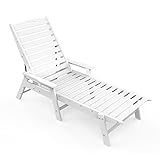 N&V HDPE Sonnenliege, Polymer Sonnenliege, Allwetterfeste Harz-Lounge-Chaisel, Innen- und Außenbereich, Garten, Terrasse, Hinterhof, Poolside, Weiß
