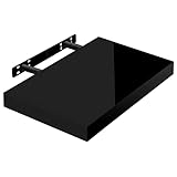 WOLTU Wandregal Volato Wandboard freischwebend hochglänzend Schwarz Schweberegal CD DVD Regal Bücherregal Holz Board 40x22,9x3,8cm RG9476sz