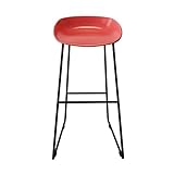 SAFWEL Küchenhocker Moderne Barhocker Fußstütze Barhocker PP-Kunststoffsitz Essstühle für Küche/Geschäft/Büro/Restaurant Schwarze Metallbeine (Color : Red)