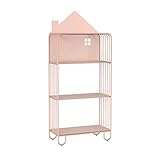 Bücherregal Schmiedeeisen-Bücherregal Mit Offenen Regalen, Freistehende Bücherregal-Aufbewahrungseinheit Und Vitrine Für Wohnzimmer, Büro Bücherschrank Aufbewahrungsregal ( Color : Pink , Size : Three