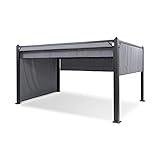 Blumfeldt Pantheon Cortina Pavillon, Wasserdicht mit Faltdach, Stabiler Gartenzelt mit Seitenwänden, Metall Winterfest, Partyzelt mit UV-Schutz, Polyester, 3x4m, Grau