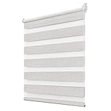 Doppelrollo klemmfix Duo Rollo ohne Bohren,Rollos für Fenster und Tür,lichtdurchlässig und verdunkelnd 85 x 210 cm(BxH) Leinen