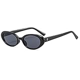 VIROYA Sonnenbrille, Kleiner Rahmen, Vintage-Sonnenbrille, Herren-Sonnenbrille, männlich, modisch, oval, Spiegel, Schwarz, Retro