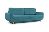 mb-moebel Modernes Sofa Schlafsofa Kippsofa mit Schlaffunktion Klappsofa Bettfunktion mit Bettkasten Couchgarnitur Couch Sofagarnitur 3er Saphir (Türkis)