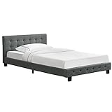 Juskys Polsterbett Manresa 120 x 200 cm - Bett mit Lattenrost und Kopfteil - Zeitloses modernes Design, Grau
