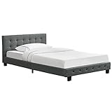 Juskys Polsterbett Manresa 120 x 200 cm - Bett mit Lattenrost und Kopfteil - Zeitloses modernes Design, Grau