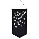 Wandbehang Brosche Schmuck Aufbewahrungskoffer Leinwand Display Ständer Emaille Pin Display Banner Halter Ohrringe Halskette Glitzer Pin Sammlung Organizer (schwarz)