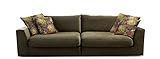 CAVADORE Big Sofa 'Fiona'/ XXL-Couch mit tiefen Sitzflächen und weicher Polsterung / modernes Design / 274 x 90 x 112 / Samt grün