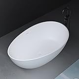 Mai & Mai® Freistehende Badewanne Oval Acryl-Standbadewanne inkl. Pop Up Ablaufgarnitur Weiß 160x95x60cm Vicenza911