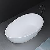 Mai & Mai® Freistehende Badewanne Oval Acryl-Standbadewanne inkl. Pop Up Ablaufgarnitur Weiß 160x95x60cm Vicenza911