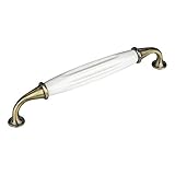 Sotech SO-TECH® Porzellangriff JOHANNA Altmessingoptik weiß BA 160 mm Möbelgriff Küchengriff