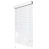 HWF Jalousien Weiß Hölzern Jalousie 50mm Lamellen, 60cm/80cm/100cm/120cm/140cm breit, Fenster Horizontale Jalousien für Schlafzimmer/Küche/Bad, Maßanfertigung (Size : 60x120cm(23.6'x47.2'))