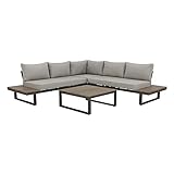 NATERIAL - Gartenmöbel-Set SAN Diego - Gartenlounge - 5 Personen - Sitzgruppe Garten - Aluminium - Braun - Eukalyptus - Lounge Set