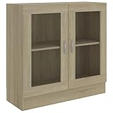 vidaXL Vitrinenschrank Bücherschrank Aktenschrank Büroschrank Vitrine Schrank Bücherregal Sideboard Sonoma-Eiche 82,5x30,5x80cm Holzwerkstoff