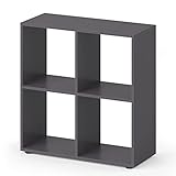 Vicco Raumteiler Standregal Bücherregal Tetra Grau 72x73 cm Wohnzimmer 4 Fächer Büroregal Bücherregal Medienregal