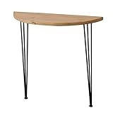MUYUANSU Schlanker Konsolentisch, Halbrunde Tische Aus Holz. Hoher Wandtisch, Wohnzimmer-eingangstisch, Hotel-flurtisch Mit Schwarz/goldenen Beinen(Size:80CM,Color:Schwarz)