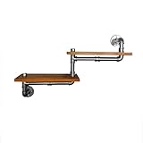 Wandregal schwebende Regale Rohr Sh 2 Etagen schwebende Regale - Dekoratives Wandregal Eckrahmen Klappboard Ständer im Retro Stil Rack mit Eisen und Holz Display Büchershel