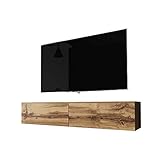 Selsey Kane – TV-Lowboard Fernsehschrank hängend 140 cm (Wotan Eiche, ohne LED)