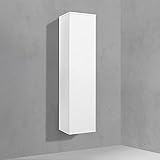 Intarbad ~ Hochschrank Seitenschrank Grifflos Bad, H/B/T 141,6/35/32,5cm, weiß Hochglanz vormontiert Fineline Metallic Anthrazit IB1534