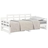 vidaXL Tagesbett Ausziehbar Sofa Gästebett Sofabett Bett Bettsofa Schlafsofa Ausziehbett Bettgestell Holzbett Weiß Massivholz Kiefer 2X(90x200) cm