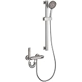 SWHC Badewannenarmatur mit Handbrause, Badewannenarmatur mit 3 Funktione Handbrause, Bidet Sprayer Wasserfall Mischbatterie Badewanne Wandmontage Messing Wasserhahn Badewanne Grau