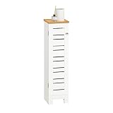 SoBuy BZR85-W Freistehend Toilettenrollenhalter Toilettenschrank Toilettenpapieraufbewahrung Badregal Badschrank Seitenschrank Badmöbel Weiß-Natur BHT ca: 20x75x18cm