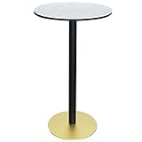 FYFUSATC Runder Marmor weißer Bartisch. Goldbein- und Metallbasis-Cocktailtisch für Bar Küche Haus, Restaurant, Coffee Shop, einfach zu montieren, für 2-4 Menschen