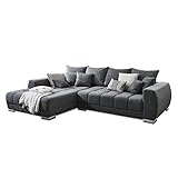 Kabs® Ecksofa Ivy II - gemütliches graues Sofa in L Form, Ottomane Links, Wohnlandschaft Couch mit Bezug aus Polyester, Klassische Eckcouch inkl. Kissen, Maße: 300 x 86 x 215 cm