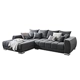 Kabs® Ecksofa Ivy II - gemütliches graues Sofa in L Form, Ottomane Links, Wohnlandschaft Couch mit Bezug aus Polyester, Klassische Eckcouch inkl. Kissen, Maße: 300 x 86 x 215 cm