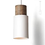 Ouglres 1 PCS Vintage Pendelleuchte Hängelampen Industrielle Deckenbeleuchtung E27 Leuchte 1.2M Kabel für Esszimmer, Wohnzimmer Weiß (ohne Birne)