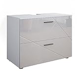 Vicco Waschbeckenunterschrank Waschtischunterschrank Badschrank Irma modern Badezimmer Schrank Badezimmermöbel Badmöbel Schrankschublade Schranktür Schrankfach (Weiß Hochglanz, 80cm)