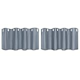 PiccoCasa 2er Set Vorhang Blickdicht Gardinen mit Ösen Verdunkelungsvorhang Kurz Scheibengardine Bistrogardine Modern für Küche Büros Wohnzimmer Schlafzimmer Grau 38H×132B cm