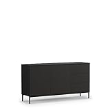 Design Möbel Kommode mit Schubladen Möbel für das Schlafzimmer Sideboard Holz Highboard TV Schrank Schubladenschrank für Wohnzimmer oder Schlafzimmer Kommoden und Schränke (Querty Schwarz)