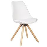 WOLTU® BH52ws-1 1 Stück Esszimmerstuhl, mit Sitzfläche aus Kunstleder, Design Stuhl, Küchenstuhl, Holz, Weiß