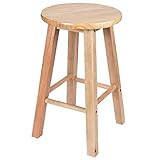 Hoher Hocker, Barstuhl aus Gummiholz, strapazierfähig, mit rutschfestem Schwammkissen, Barhocker für Bar, Restaurant, Küche, Theke, Holzfarbe (Größe: 70 cm) (50 cm)