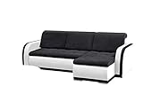 mb-moebel kleines Ecksofa Sofa Eckcouch Couch mit Schlaffunktion und Bettkasten L-Form Polstergarnitur große Farbauswahl - VERO I (Ecksofa Rechts, Schwarz + Weiß)
