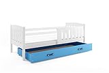 Interbeds Kinderbett Jacob, 190 x 80 cm, mit Lattenrost und Matratze 190 x 80 cm, mit blauer Schublade