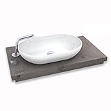 BERNSTEIN® Aufsatzwaschbecken oval 54 cm Waschschale O-540 für Unterschränke, Bad und Gäste WCs Mineralguss Hand-Waschbecken Weiß glänzend Aufsatzbecken mit weißer Blende