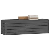 Tidyard Aufbewahrungsbox Truhe Kiste Holztruhe Holzkiste Auflagenbox Aufbewahrungstruhe Holzbox Spielzeugkiste Gartenbox Schatztruhe 109 x 36,5 x 33 cm (B x T x H) Massivholz Kiefer Grau