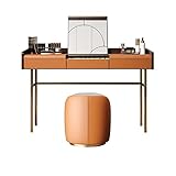 Make-up Eitelkeit Kommode Flip Top Leder Hochwertiges Holz Schlafzimmer Schminktisch Schminkhocker Orange Grau Versteckter Schminkspiegel Kommode Spiegel Schminktisch ( Color : Orange , Size : 100cm )