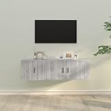 Tidyard 2-TLG. Wohnwand Mediawand Anbauwand Schrankwand TV Wand Wandschrank TV Schrank Set Möbel Holzwerkstoff Grau Sonoma