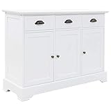 JUNZAI Sideboard mit 3 Türen, Kommode, Kommoden & Sideboards, Schrank Wohnzimmer, Commode, Schlafzimmerkommode, MDF und Kiefernholz 105 x 35 x 77,5 cm