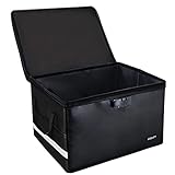 Hodufy Große Feuerfeste Geldkassette,Wasserdichte und Feuerfeste Dokumentenbox mit Zahlenschloss und Reflexstreifen,Faltbar Feuerfeste Aufbewahrungsbox für Organize Dokumenten Tasche/Hängeregister