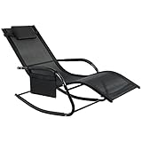 LIFERUN Relaxliege Garten 150 x 91 x 63 cm, Gartenliege mit abnehmbarem Aufbewahrungstasche, abnehmbarem Kissen, strapazierfähigem, wetterfestem Stoff, 150 kg Belastung