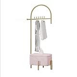 Garderobenständer Eisen Garderobe Bodenbelag Schlafzimmer Garderobe Home Holz Lagerung Beratung Hängende Kleidung Rack Multifunktionale Garderobe Kleiderständer (Color : Gold, Size : C)