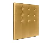DHOME Kopfteil für Bett, Kopfteil, 8 cm, gepolstert, Stoff und Kunstleder, für Schlafzimmer, 90 x 120 cm (80/90), goldfarbenes Kunstleder