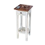 Invicta Interior Edler Telefontisch LA Fleur Antik Landhaus Shabby Chic Weiss mit Schublade Beistelltisch