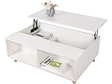 Habitat & Jardin Couchtisch mit hochklappbarer Tischplatte Anae - 100 x 68 x 38 cm - Weiß