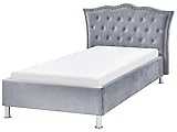 Bett mit Lattenrost 90x200 cm Samtstoff grau Metallfüße Chesterfield-Stil Metz